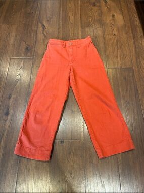 Madewell Orange Cropped Wide-Leg Pants